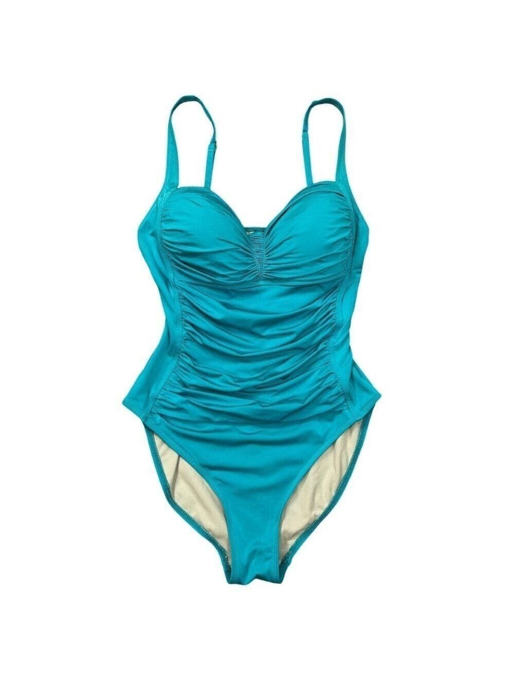 La Blanca Turquoise Ruched Twist-Front One Piece Swimsuit Size 12